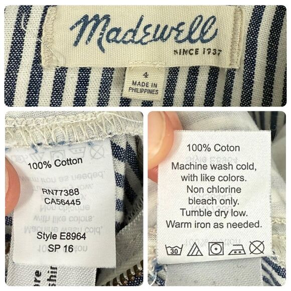 Madewell Muralist Sleeveless Wide Leg Jumpsuit in Blue/White Stripe | Size 4 - Picture 7 of 9